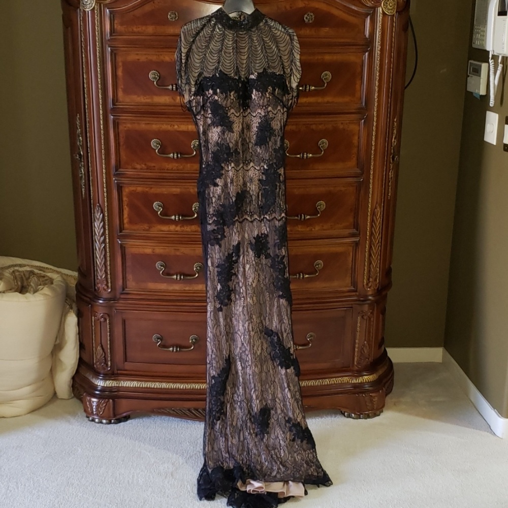 Black and Nude Evening Gown